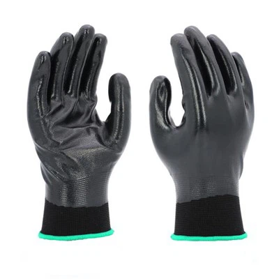 Sarung Tangan Nitril Hitam Poliester Celup Penuh 15G